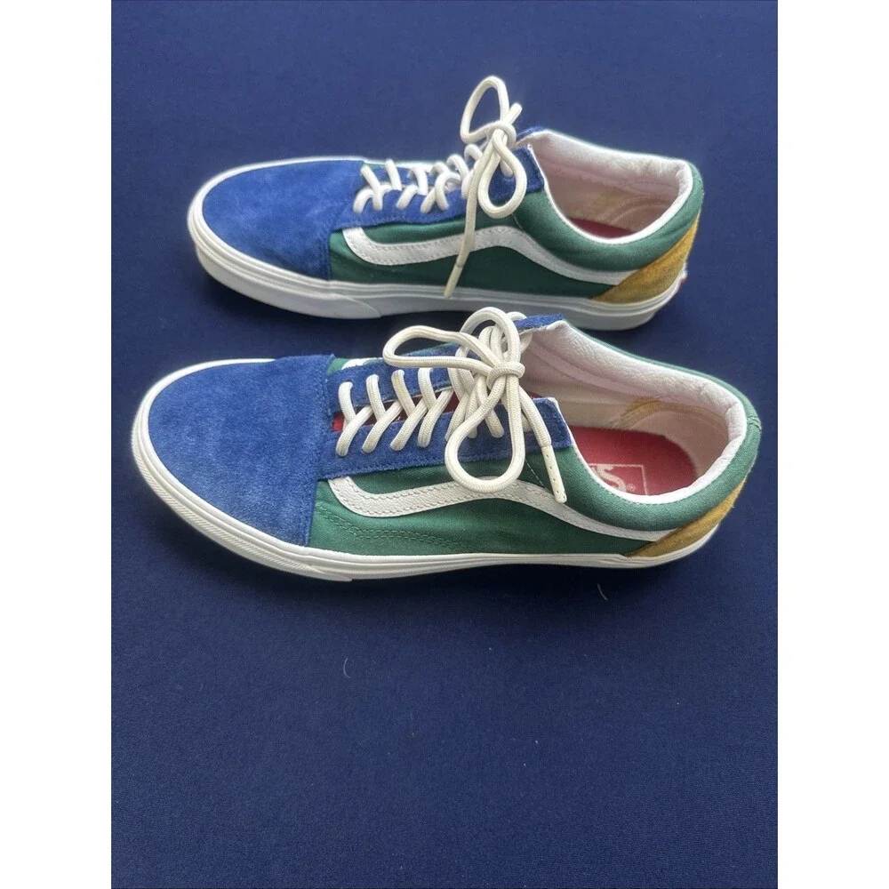Vans Old Skool Yacht Club Blue Green Yellow Red Skate Shoes sz 9. 5 men 8